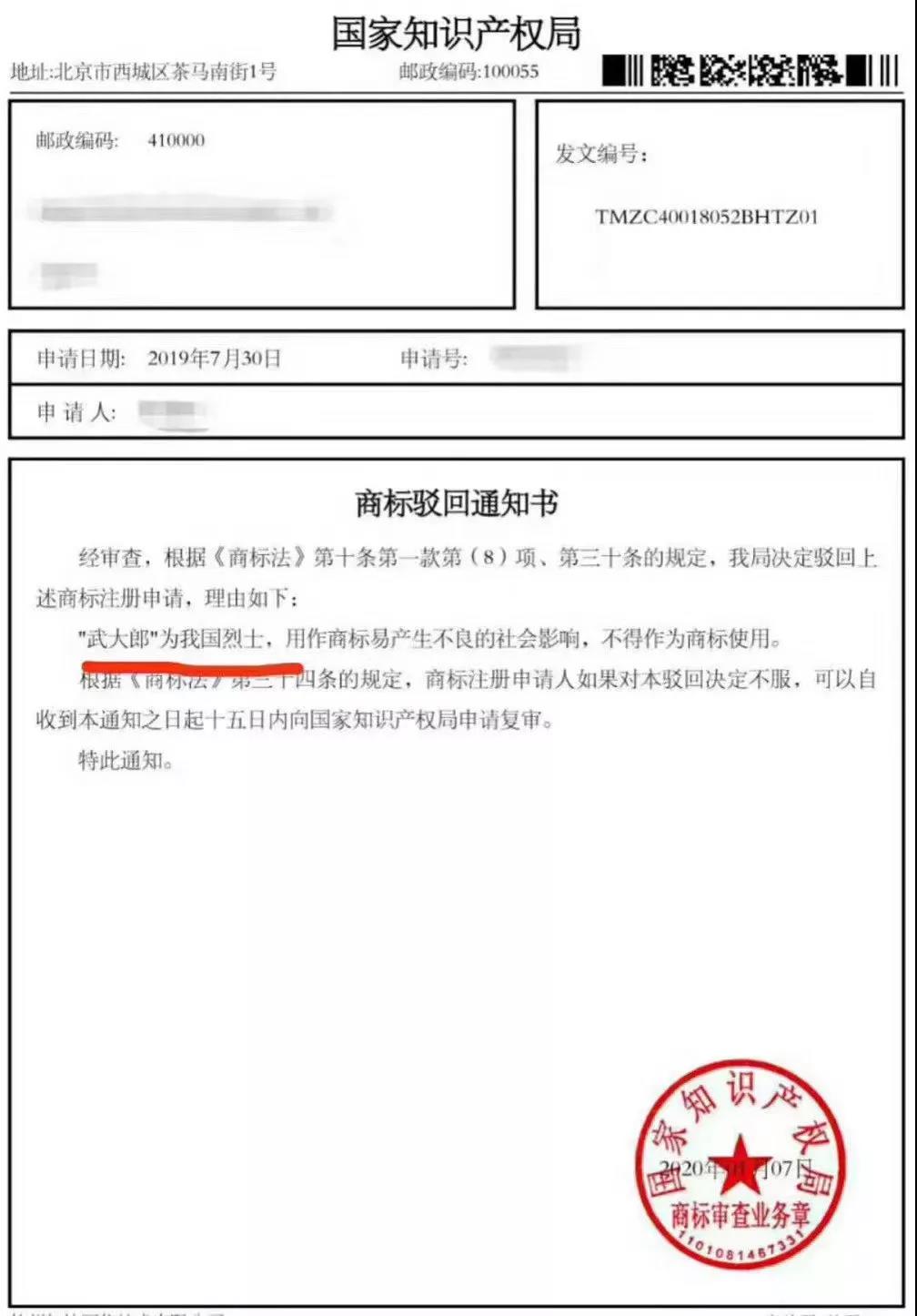 “武大郎”商標因烈士被駁回？烈士姓名禁用商標