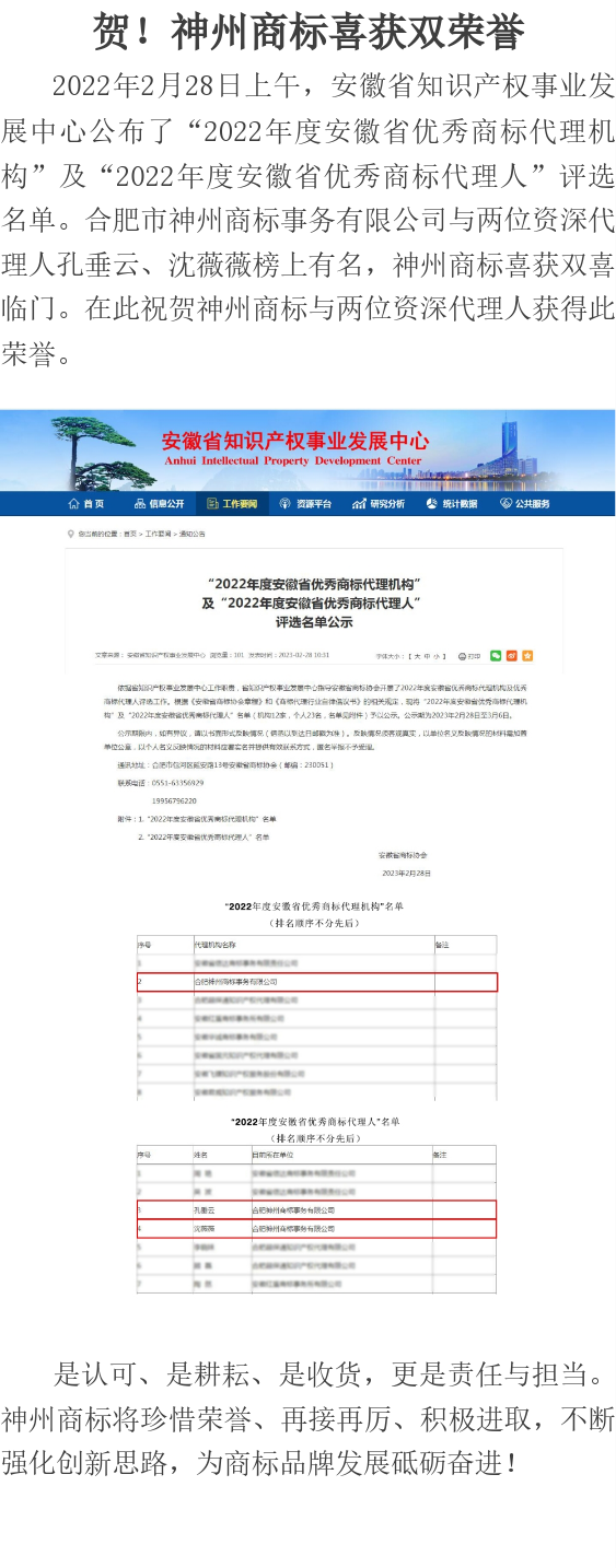 賀！神州商標(biāo)喜獲雙榮譽(yù)